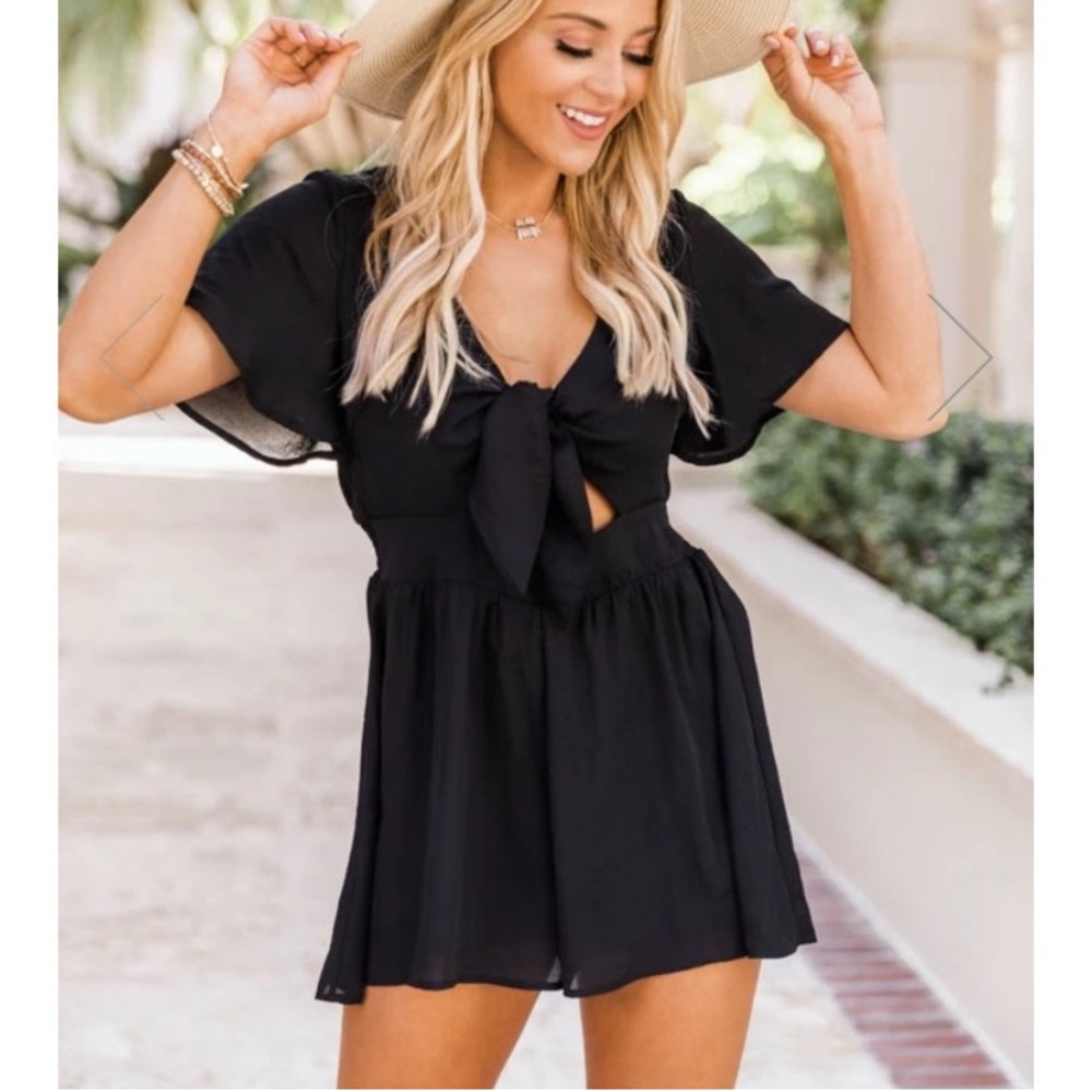 Pink lily black dress romper! NEWWW and so cute!!